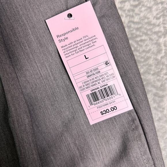 NWT Wild Fable Wide Leg Trouser Pants Womens Large Gray High Waisted Elevated - Picture 5 of 9